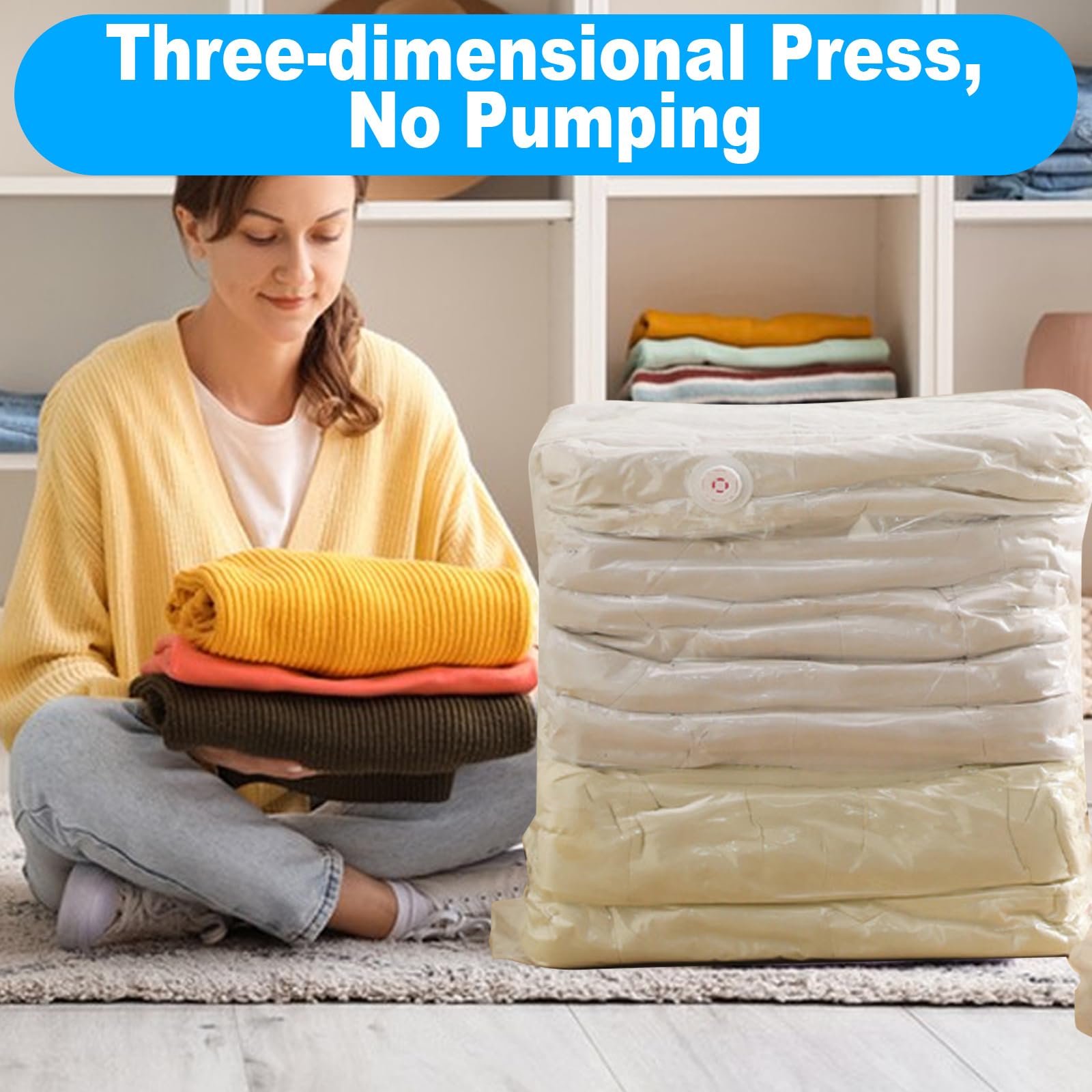 AKOLAFE Paquete de 8 bolsas de almacenamiento al vacío para ropa, bolsas de vacío extragrandes, bolsas de almacenamiento al vacío para viajes, ropa, edredones, almacenamiento de mantas, 80 x 100 x 38