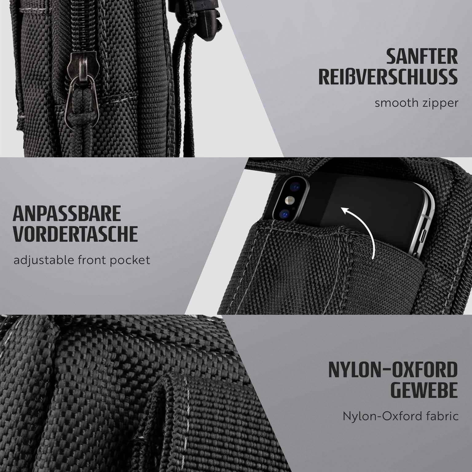 ONEFLOW Survival Case für Xiaomi 17 Ultra Handy Gürteltasche aus Nylon mit Karabiner, Taktische EDC Tasche mit Gürtel Halterung, Etui Handyhülle Outdoor Handytasche, Schwarz