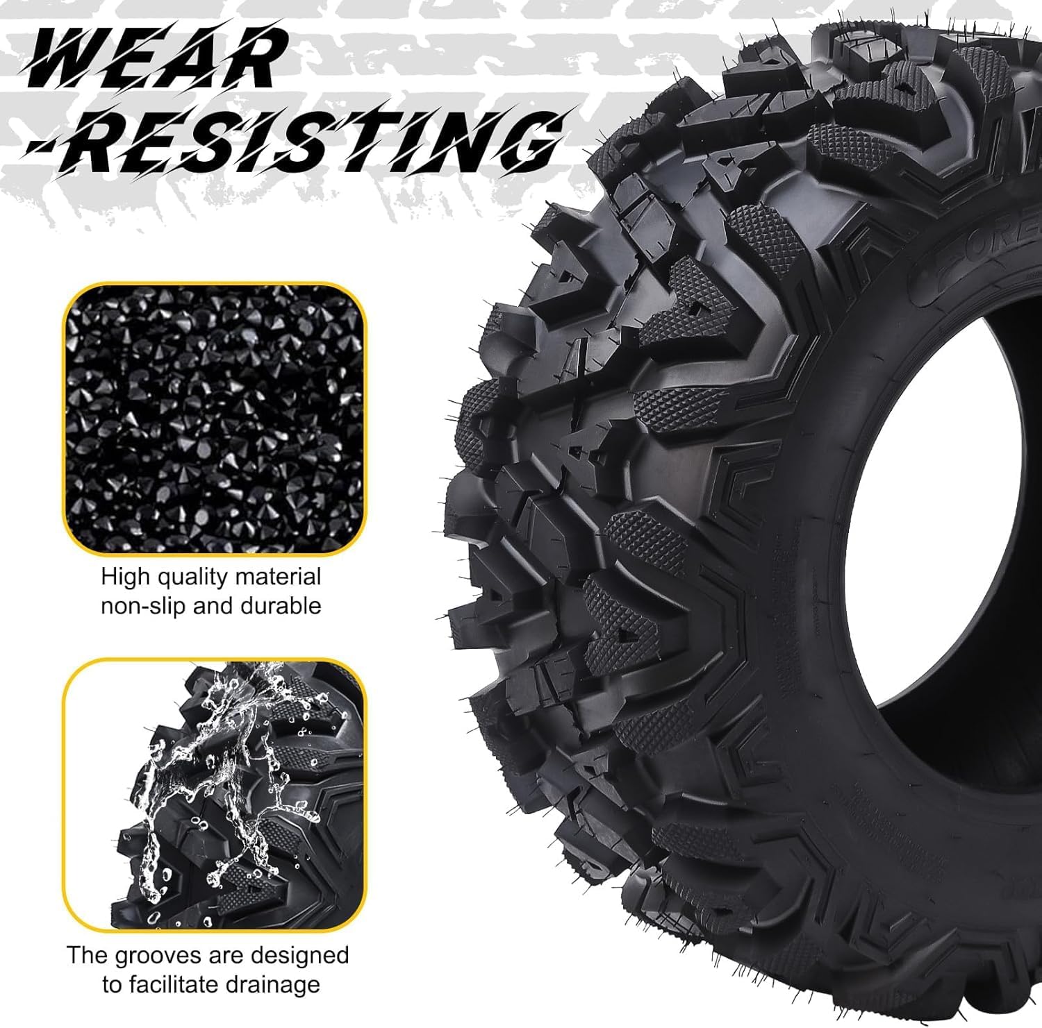 Garvee Set of 2 Garvee ATV Tires 26x11-12 6PR, 26x11x12 All Terrain ATV/UTV Off-Road Tires (Set of 2, Tubeless)