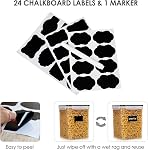 Vtopmart 4 Pcs grands conteneurs de stockage alimentaire de garde-manger de 5,2 L, 176 oz, organisateurs et stockage de cuisine hermétiques en plastique pour farine, céréales et pâtes avec 4 tasses de mesure et 24 étiquettes, noir