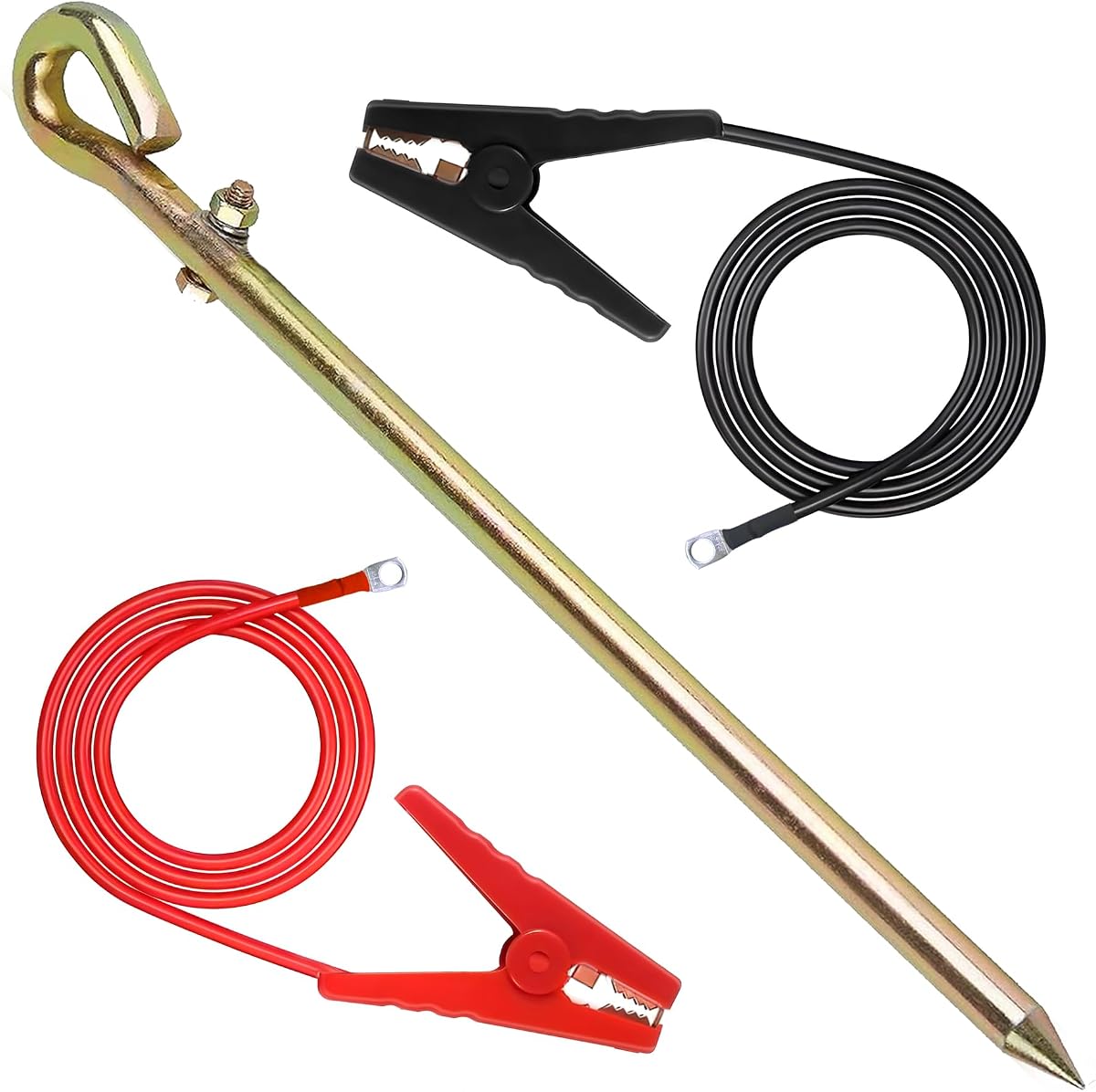Electric Fence Wire - Grounding Rod, Connect The Energizer and Electric Fence Charger Solar Powered, Solar Electric Fence Lead Wire with Alligator Clip, for Generator Electric Fence