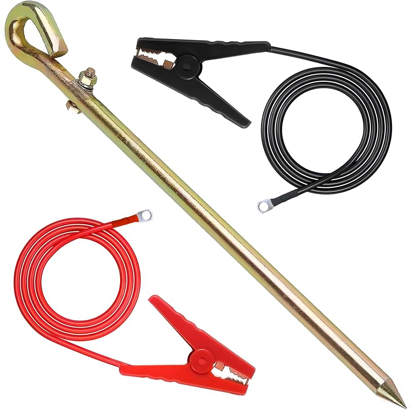 Electric Fence Wire - Grounding Rod, Connect The Energizer and Electric Fence Charger Solar Powered, Solar Electric Fence Lead Wire with Alligator Clip, for Generator Electric Fence