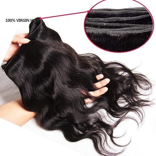 Miniatura 4 de UNice Hair Icenu Series 8a - Cabello virgen indio ondulado, 3 paquetes, 100% sin procesar, extensiones de cabello humano de color natural (18, 20,