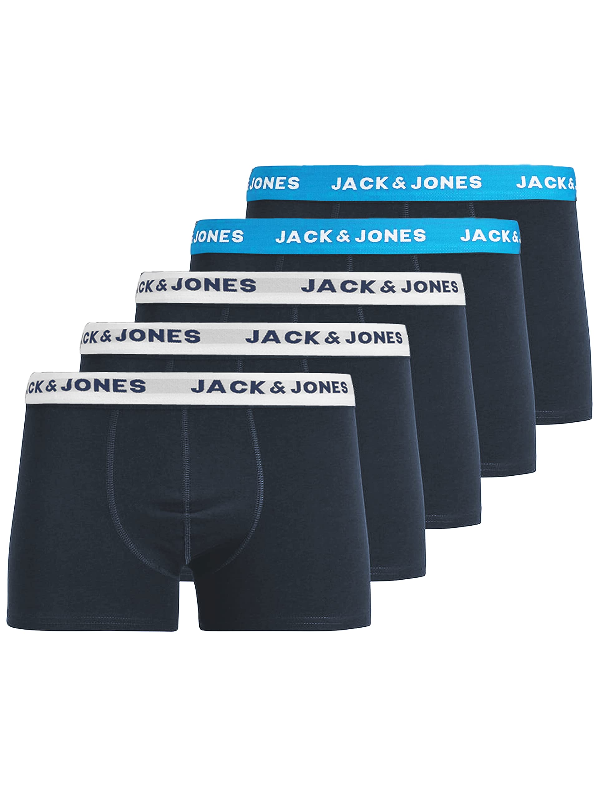 JACK & JONES JACHuey Men's Boxer Shorts, Pack of 5 - Blue - M