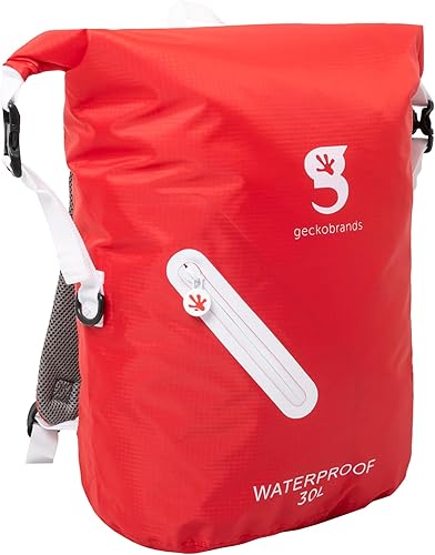 Miniatura 2 de geckobrands Mochila impermeable de 30 litros, Rojo, blanco, 30 L, Mochila