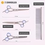 Dog Grooming Scissors Kit - Best Tools for Goldendoodles & Poodles- Straight, Curved & Thinning Shears - Golden Doodle Grooming Professional Grade Stainless Steel, 4 Pc Set (Long Silver)