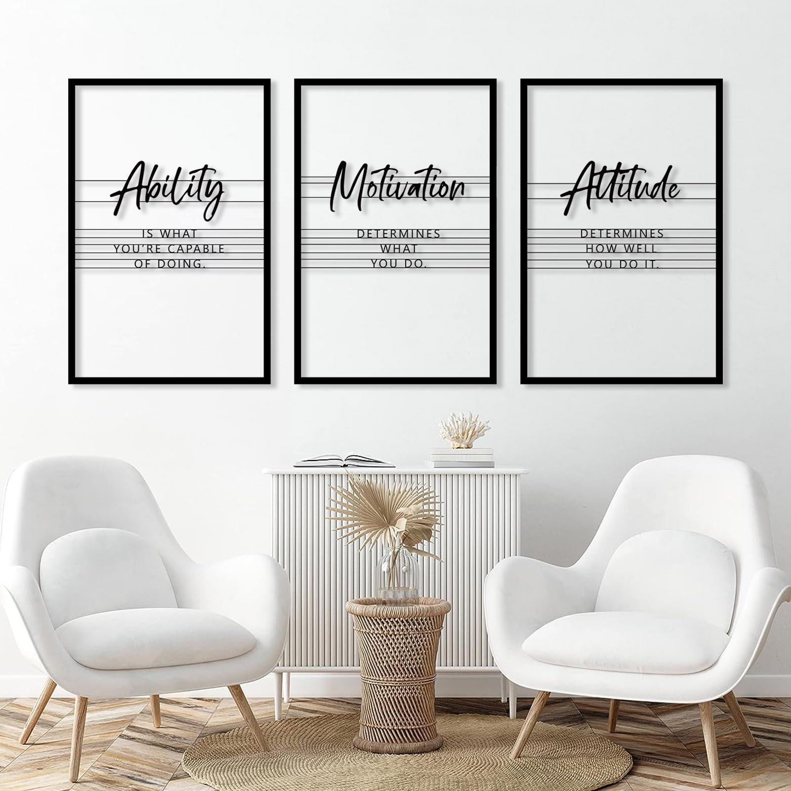 Générique Décoration Murale en métal inspirante - Citations positives sur la Motivation et Les capacités - Bureau et Salon (Argent 18 x 89 cm)