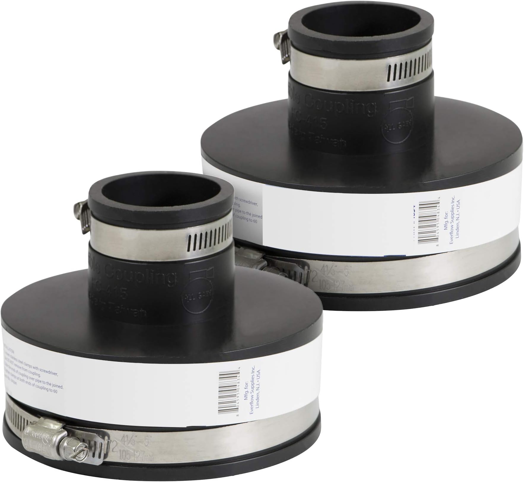 Supply Giant 6I56x2 Flexible Pvc Reducing Coupling with Stainless Steel Clamps 4 x 1-1/2 inch Black (pack of 2), 4 x 1-1/2