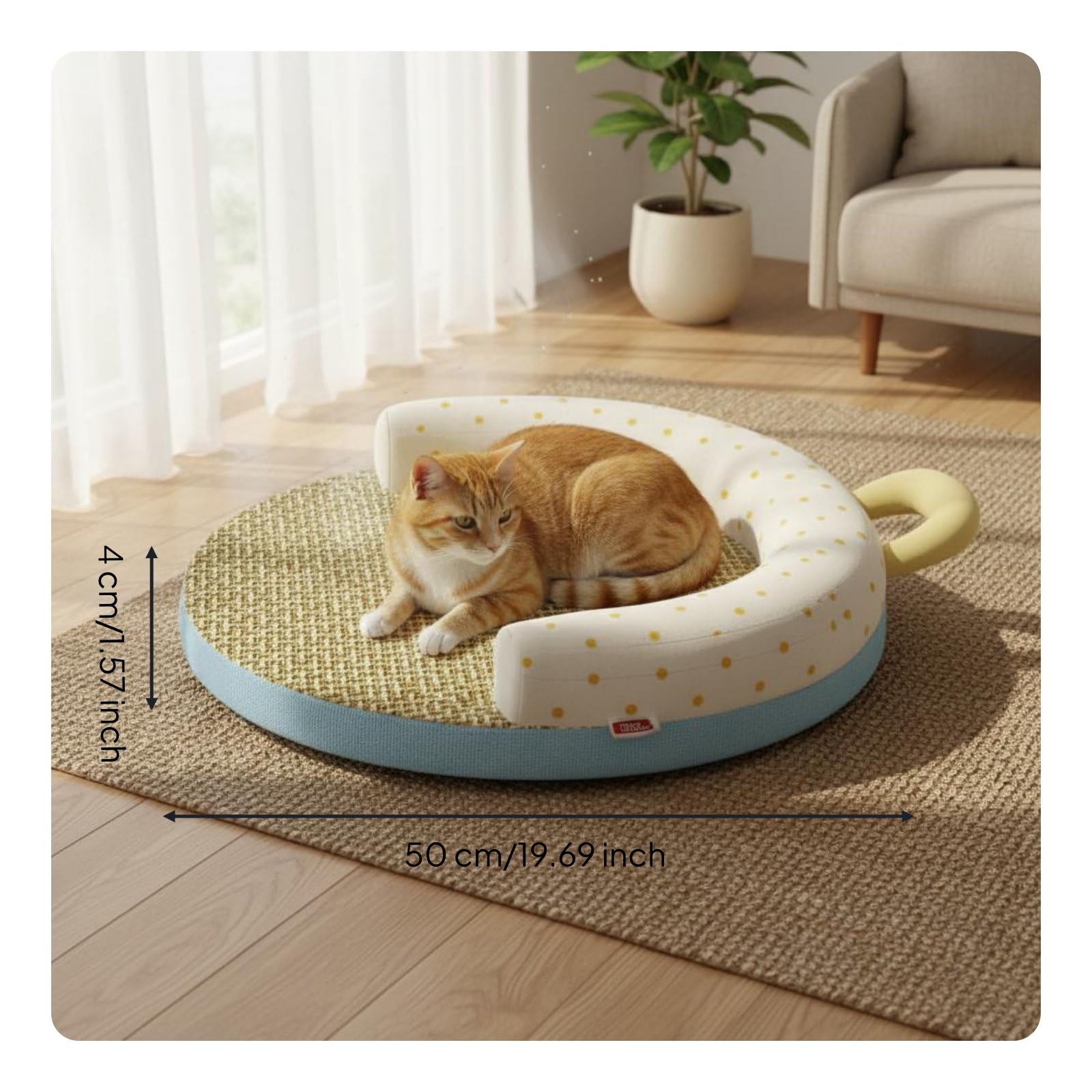 Lit Rafraîchissant pour Chat Lit pour Chat Panier pour Chat Corbeille pour Chat Coussin Ergonomique en Rotin et Tissu Respirant Mousse à Mémoire 45D, Color to 2, 50-50-4cm
