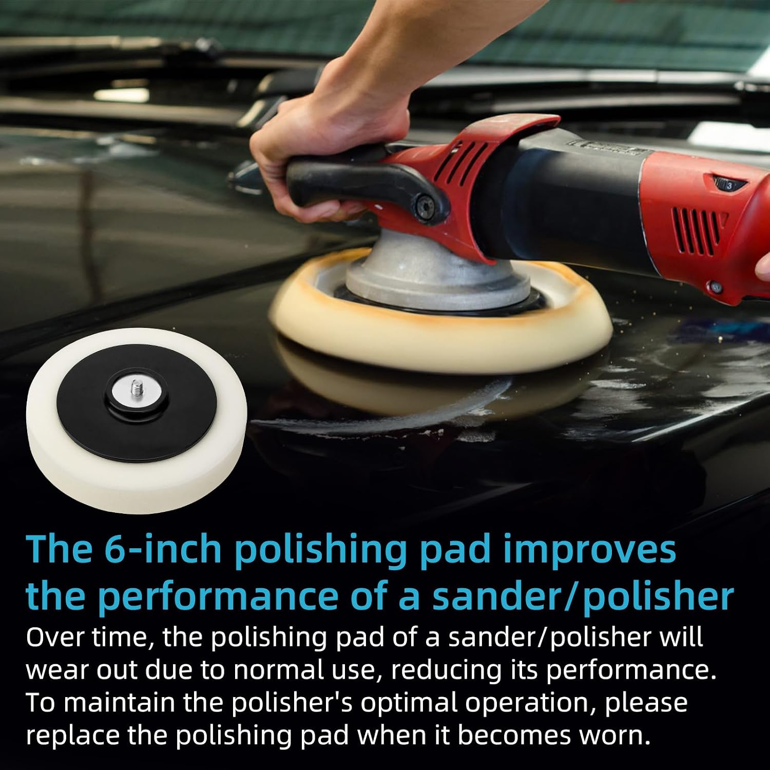 54745 Polishing Pad, 6 inches Buffing Pads Compatible with Porter Cable 7424 Polisher, Orbital Sander Replacement Buffer Pads for Car Care Polisher Boat Sanding, Polishing