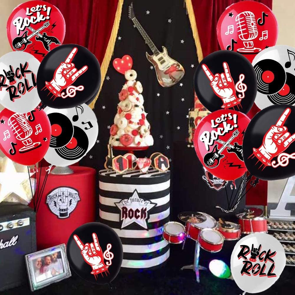 Rock and Roll Party Decoration Balloons 12'' Latex Balloons for Music Theme Party Decorations 1950's Birthday Party Supplies 50s 60s Rock Party Favors - Image 5