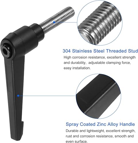 Miniatura 67 de uxcell 2 manijas de palanca de sujeción, M8 x 3.150 in, perno macho roscado de acero inoxidable 304, asas ajustables de bloqueo de trinquete