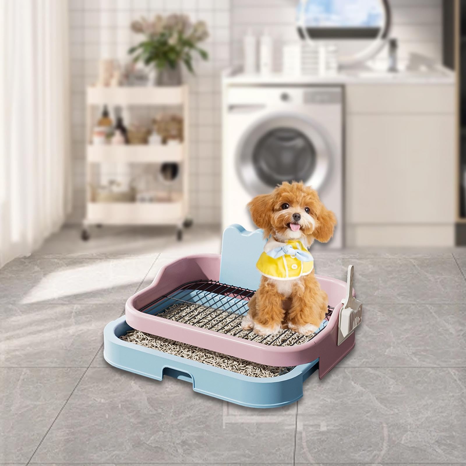 Inodoro para Perros Bandeja Sanitaria Reutilizable con Base Estable Fácil de Limpiar Mantiene Seco El Entorno Adecuado para Casas Pisos Dormitorios I