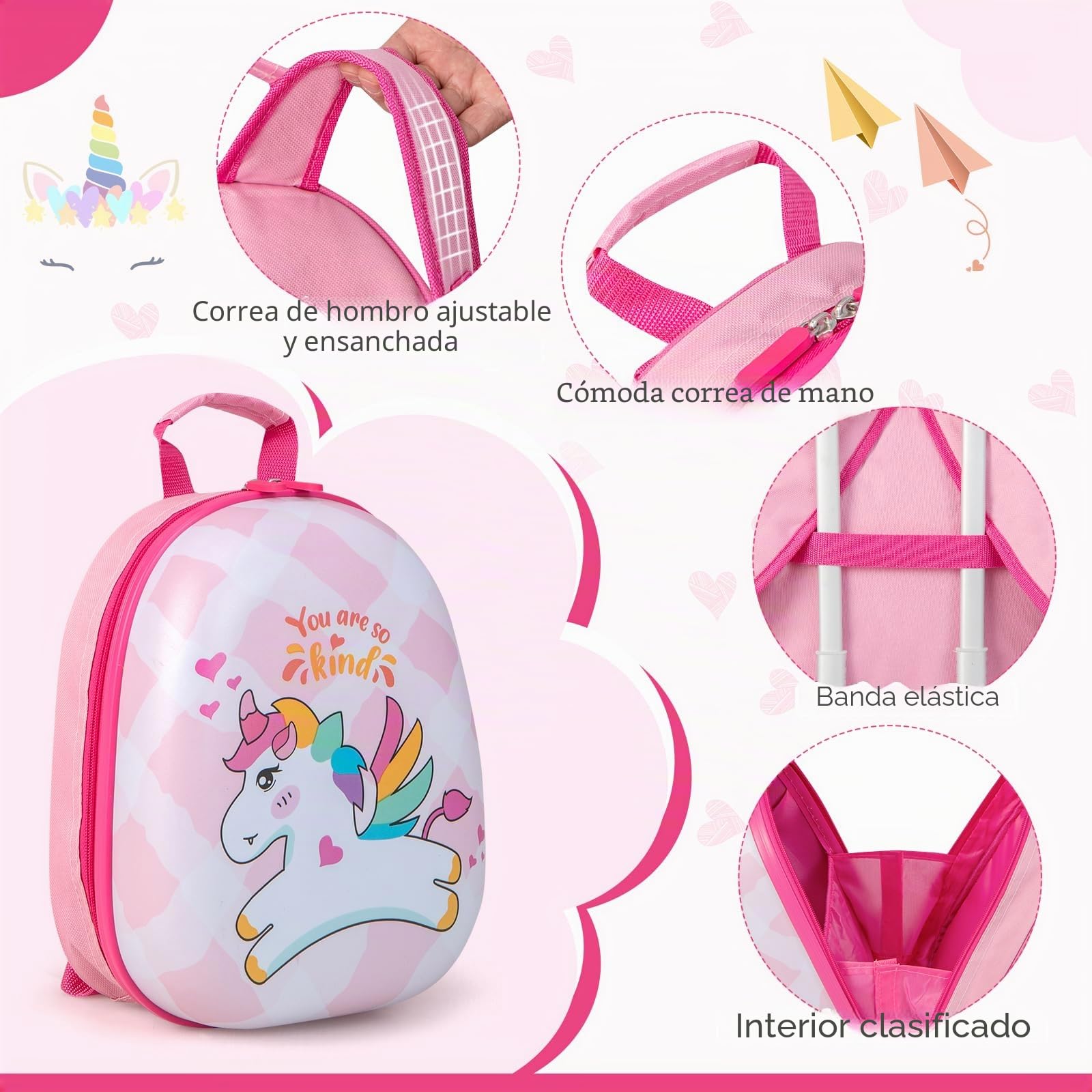 GOPLUS 2 TLG. Maleta Infantil con Mochila para niños, maletín de Viaje para niños Trolly Equipaje