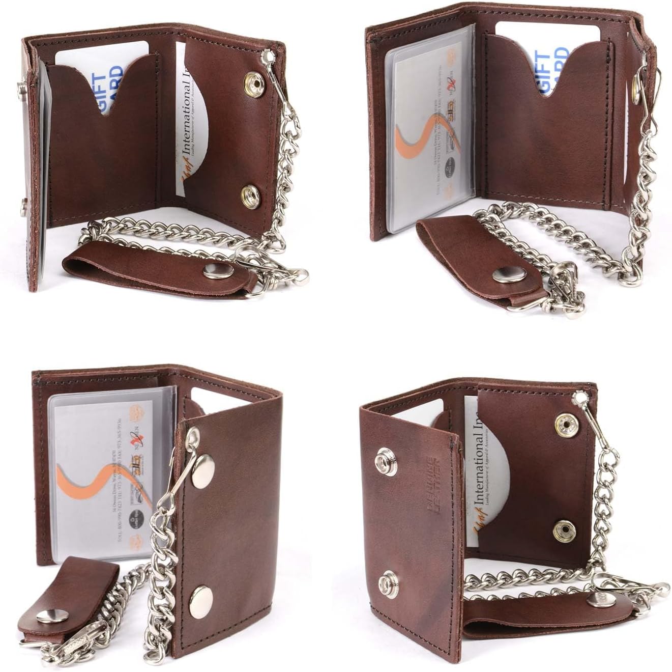 Milwaukee Leather MLW7886 Men's 4” Antique Brown Leather Biker Tri-Fold Wallet w/Anti-Theft Stainless Steel Chain - 4 Inch - Image 7