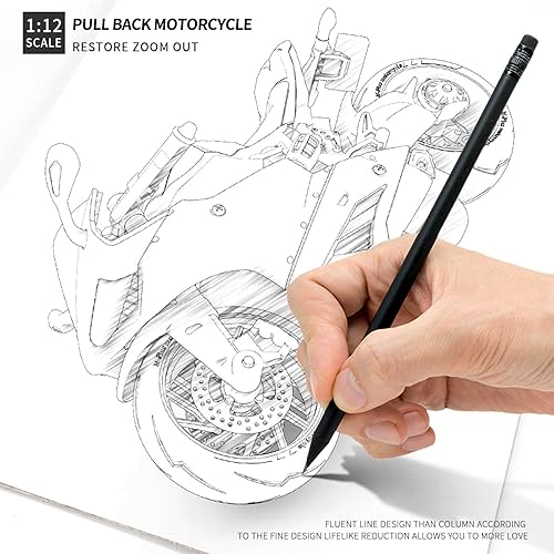 Miniatura 17 de Modelo de motocicleta de tracción hacia atrás, motocicleta de juguete a escala 1:12, juguete de motocicleta con luz y música regalo para niños