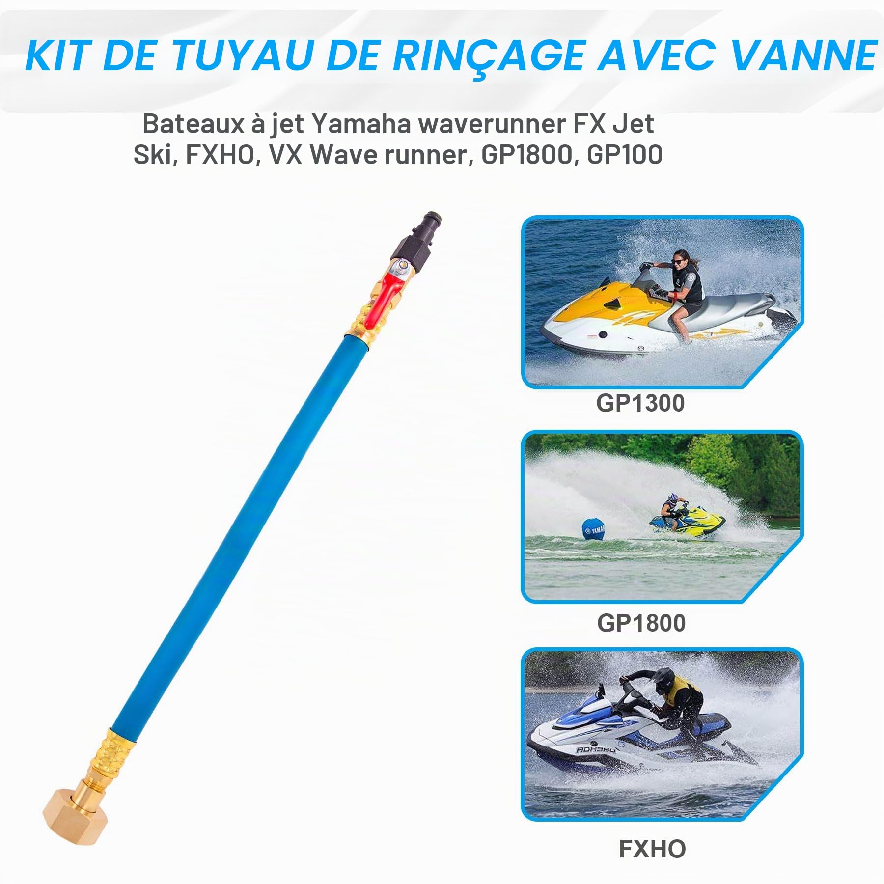 Kit de raccord de tuyau de chasse pour Yamaha, PWC WaveRunner/Sport Jet Boat Bleu Compatible avec Yamaha, LX VX VXR FXHO VX110 VX Deluxe FX Cruiser Jet Ski GP1800 GP1300 AR190