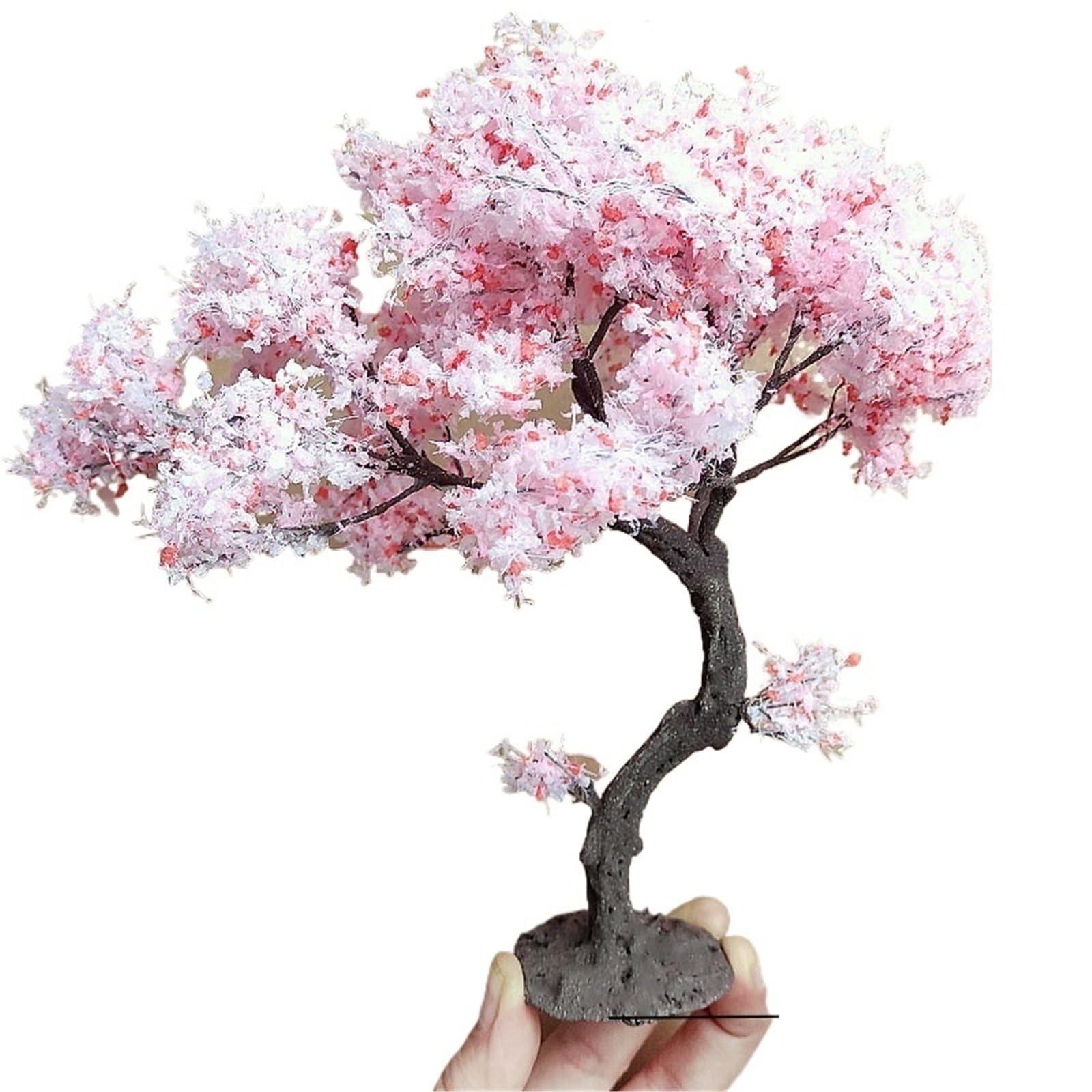 Snguoq One Color 10Pcs Simulation Cherry Blossom Tree Model Cherry Tree Doll House Decor Landscape Animation Garden Scenery Diorama For Diorama,Mini Gardens(B 20Cm)