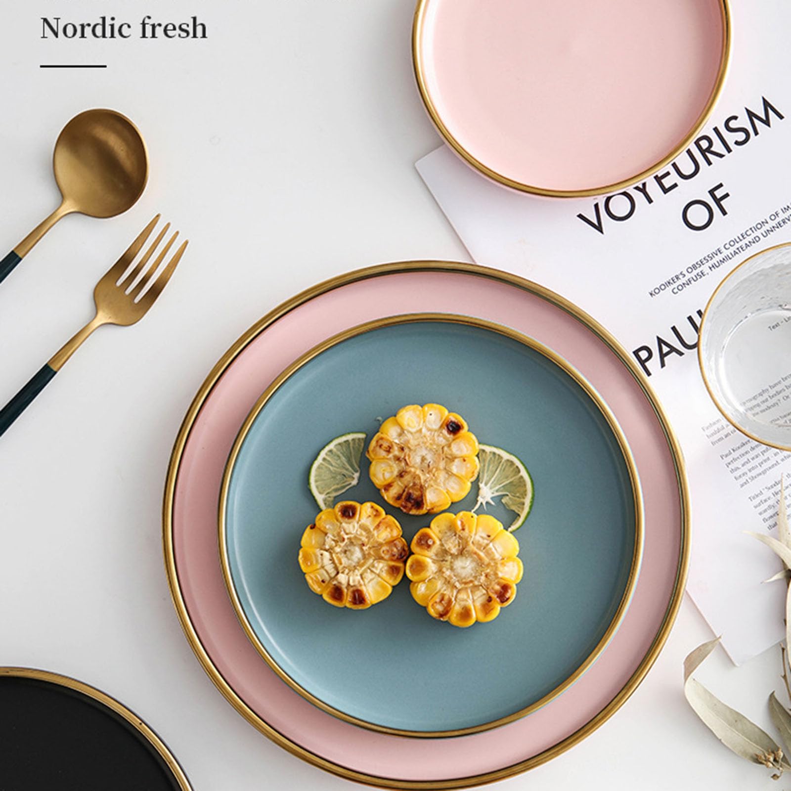 Gaxcent Kuchenglocke 25cm Blau - Keramik Kuchenhaube Mit Glasplatte