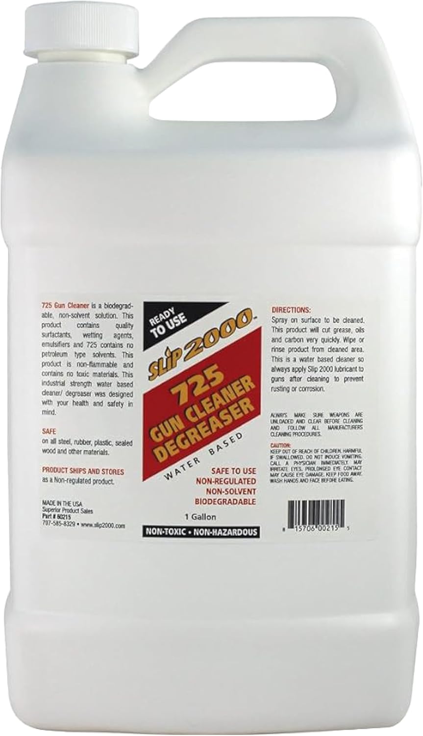 Slip 2000 725 Gun Cleaner, Degreaser, Non-Toxic, Cuts Through Cosmoline, Carbon, Grime, Degums and Degunks Dirtiest Gun Parts, 1 Gallon