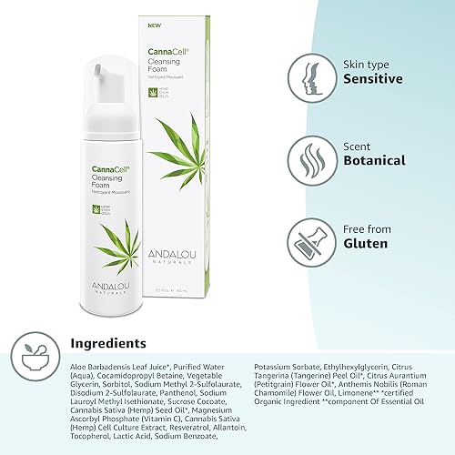 Miniatura 8 de Andalou Naturals CannaCell Espuma limpiadora, botánica, 5.5 onzas líquidas