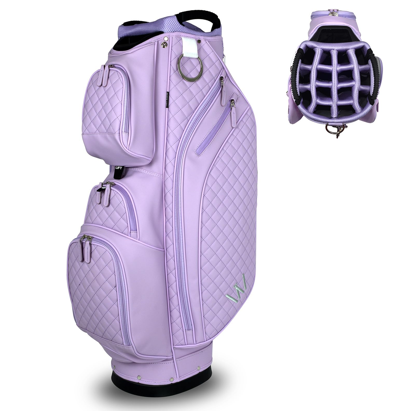 Luxuriöse Damen-Golftasche, PU-Leder, Golfwagentasche mit zwei Griffen für Damen/Damen, 14-Wege-Trennwände, große Putterbrunnen, ultraleicht, große Taschen für Zubehör