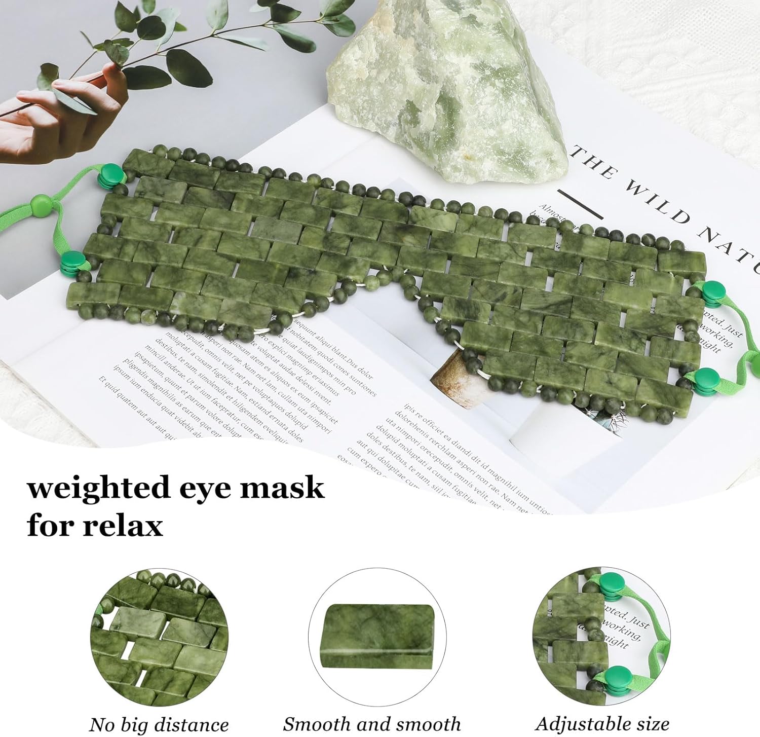 Jade Eye Mask, 2Pcs Large Facial Cooling Mask with 100% Real Jade for Hot & Cold Therapy,Green Facial Eyes Sleeping Mask Relief Eye Cover by LazyGa