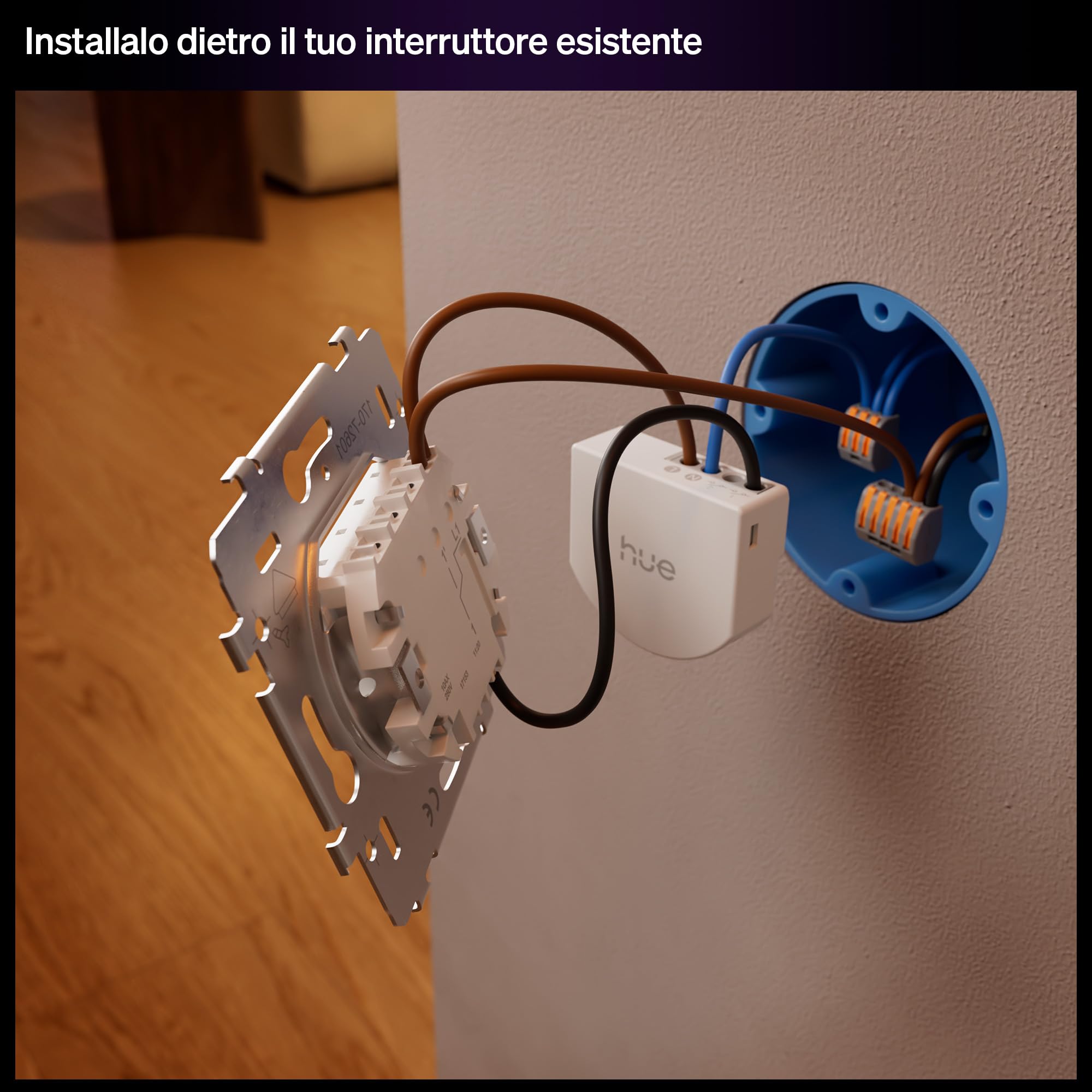 Philips Hue Interruttore a Muro Cablato, 2 Pezzi, Controllo Luci Hue, Comandi Personalizzati, Senza Batterie, Connessione Affidabile, App, Comandi Vocali, Funziona con Apple Home, Google Home, Alexa