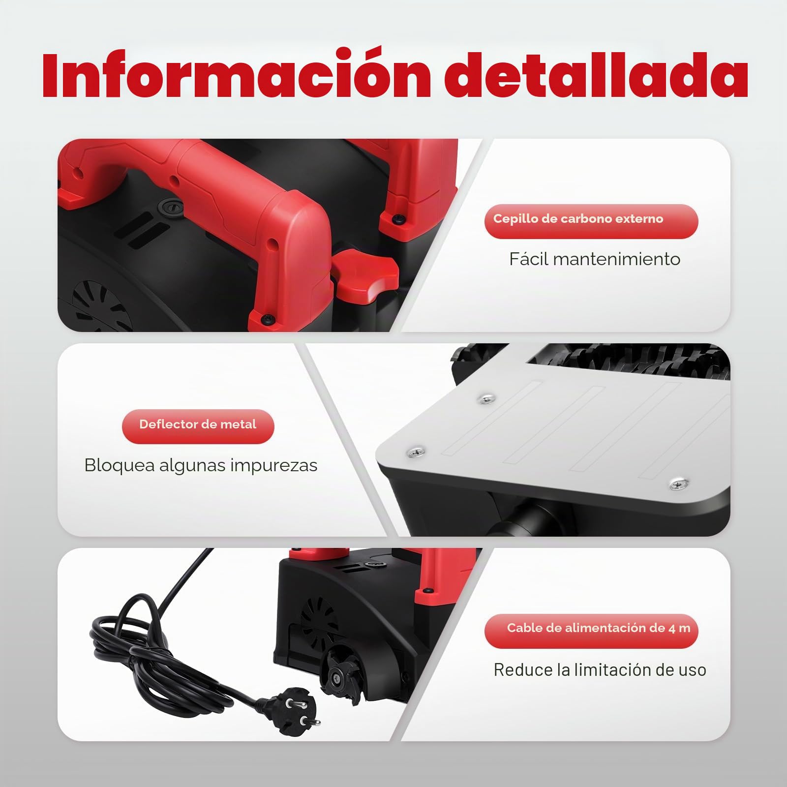 1200 W Muro Rompedor, Amoladora de hormigón con 26 cuchillas Velocidad 3000 R/MIN Ajuste de altura 1-4 mm para pared Concrete yeso yeso mortero agua cal