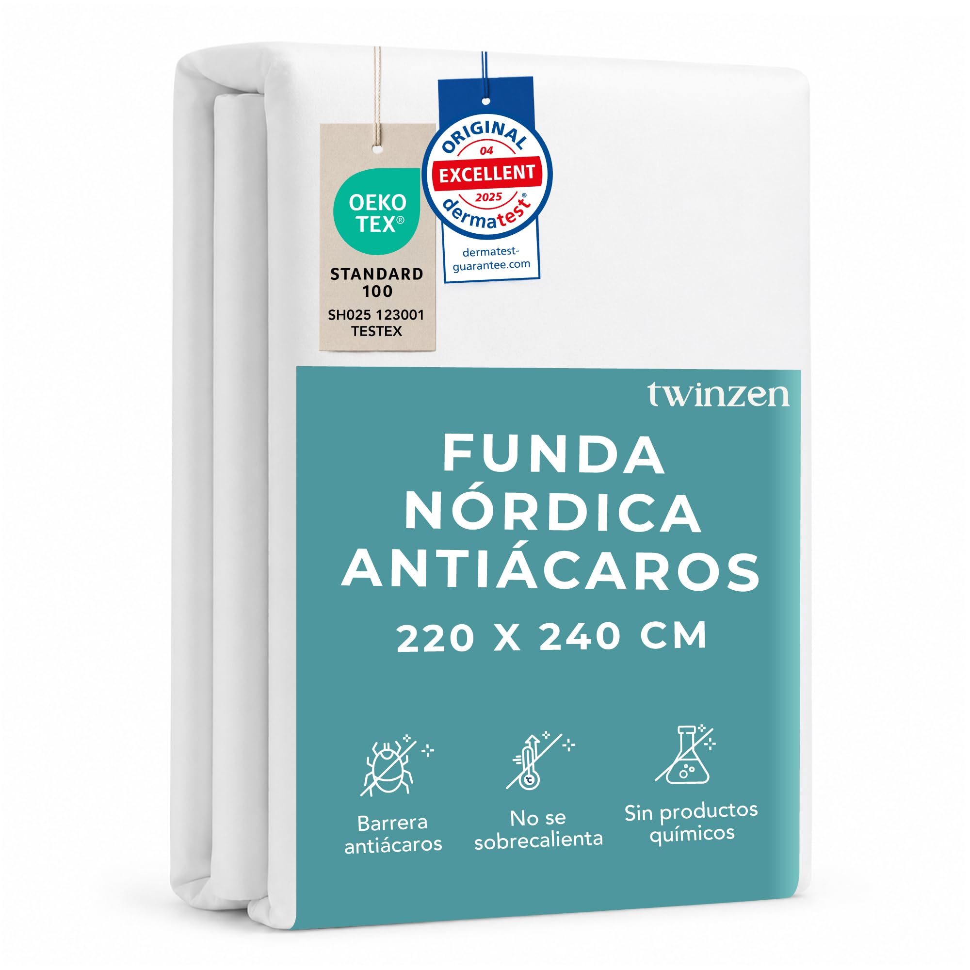 Funda nórdica antiácaros Twinzen hipoalergénica para evitar alergias