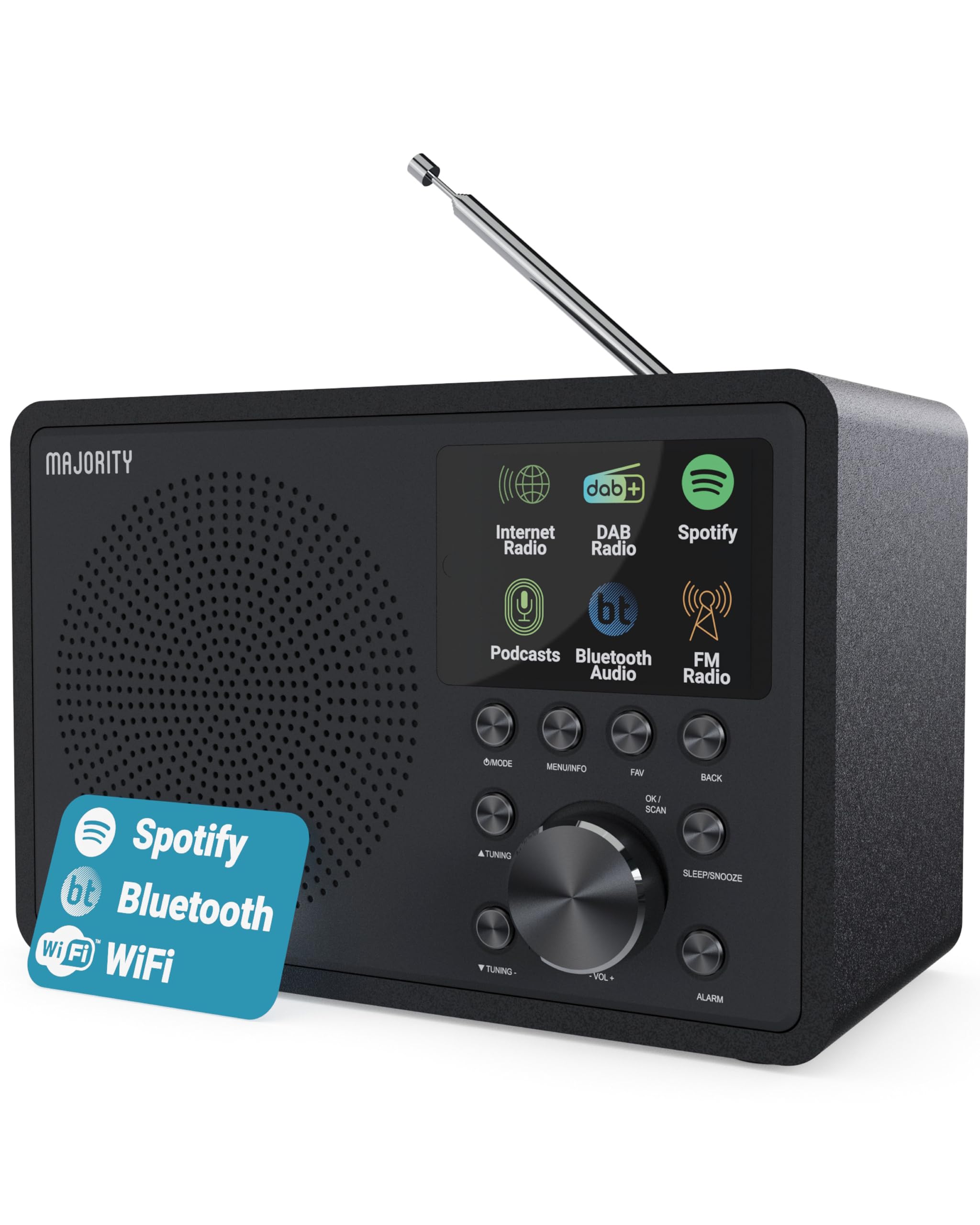 MAJORITY Touro Internetradio WLAN DAB+ Bluetooth DAB Plus Küchenradio Digitalradio