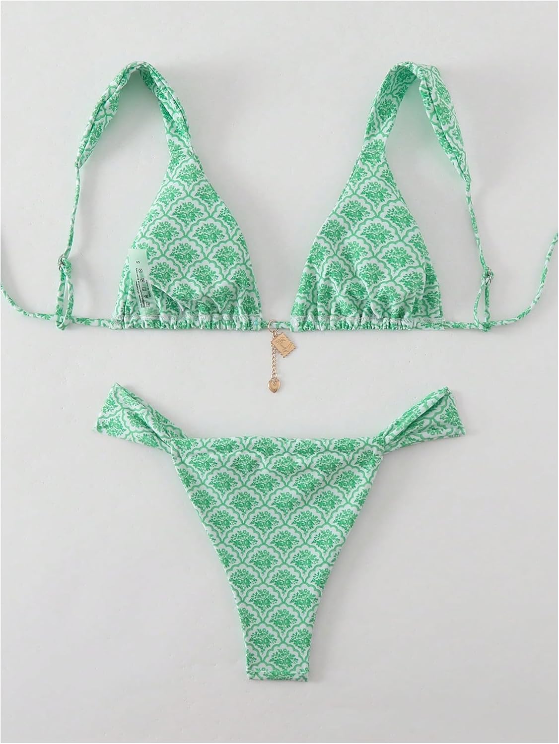 RoseSeek Women's 2 Piece Leopard Floral Bathing Suit Triangle Swimsuit image 2