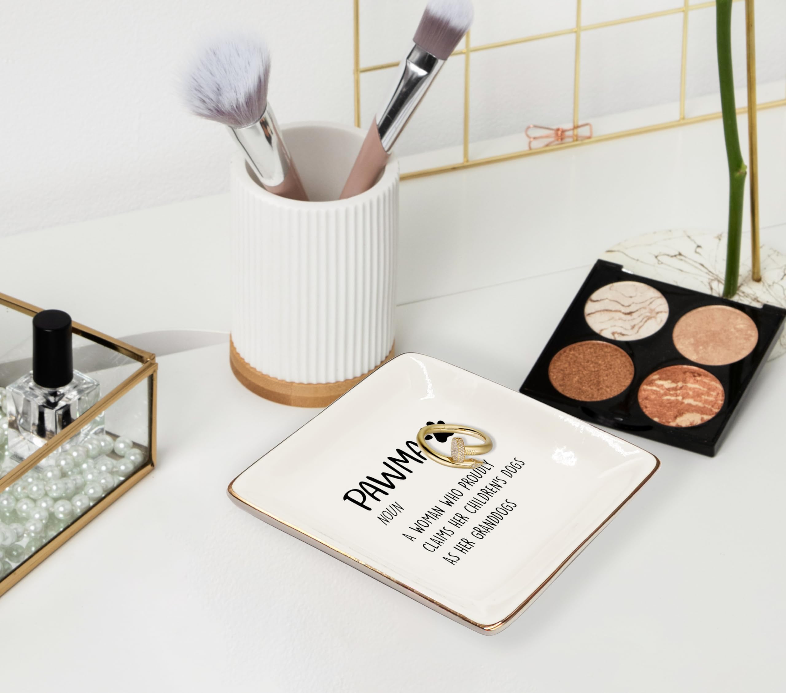 WODMIS Jewelry Tray, Ceramic Jewelry Organizer, Multi, Classic Style, Table Top, No Closure, 1 Compartment, Ideal Gift for Women