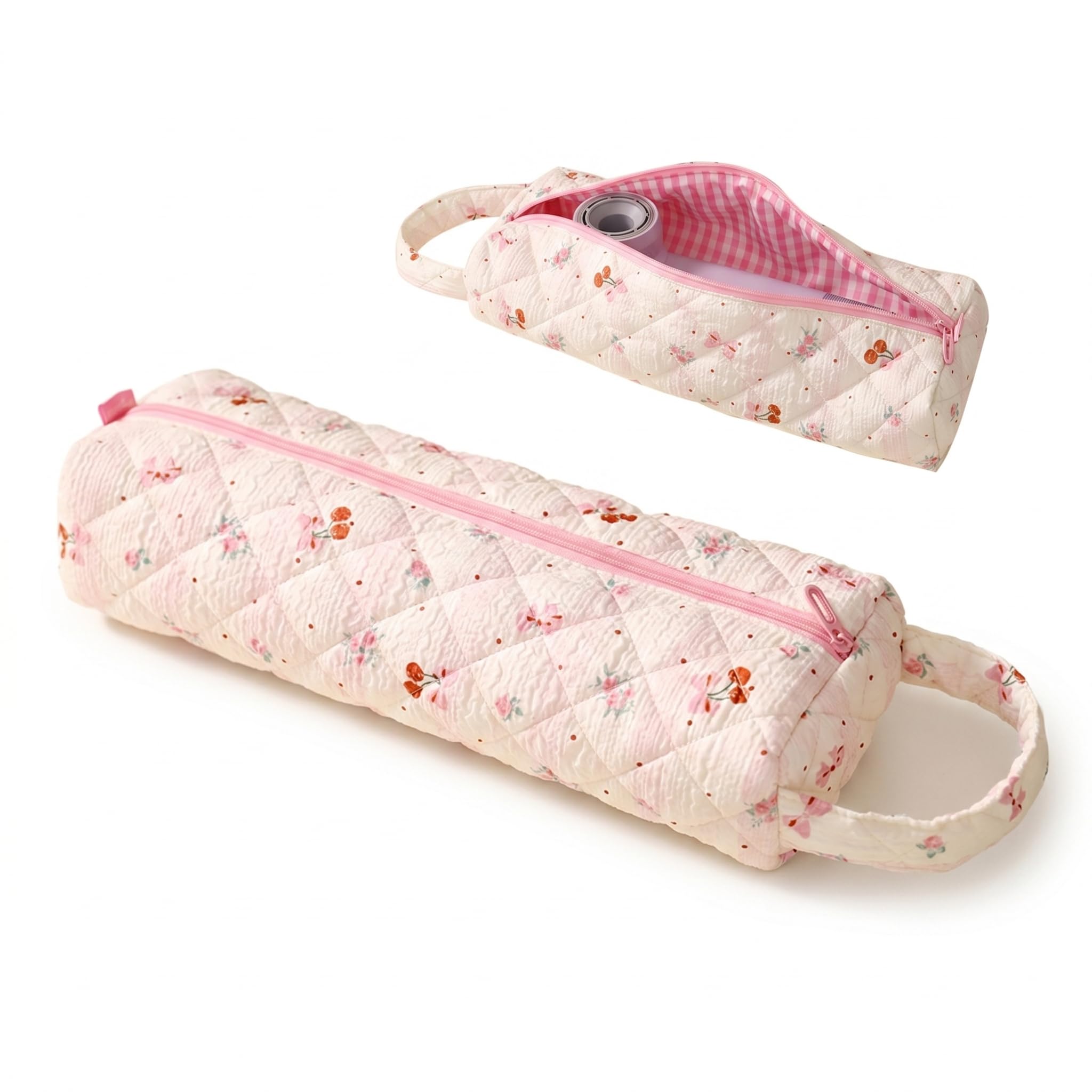 QIANSSE Floral Pattern Hair Dryer Bag & Hair Tools Organiser, Lightweight Travel Storage for Hairdryers Curling Irons Straighteners Fits Most Hair Tools