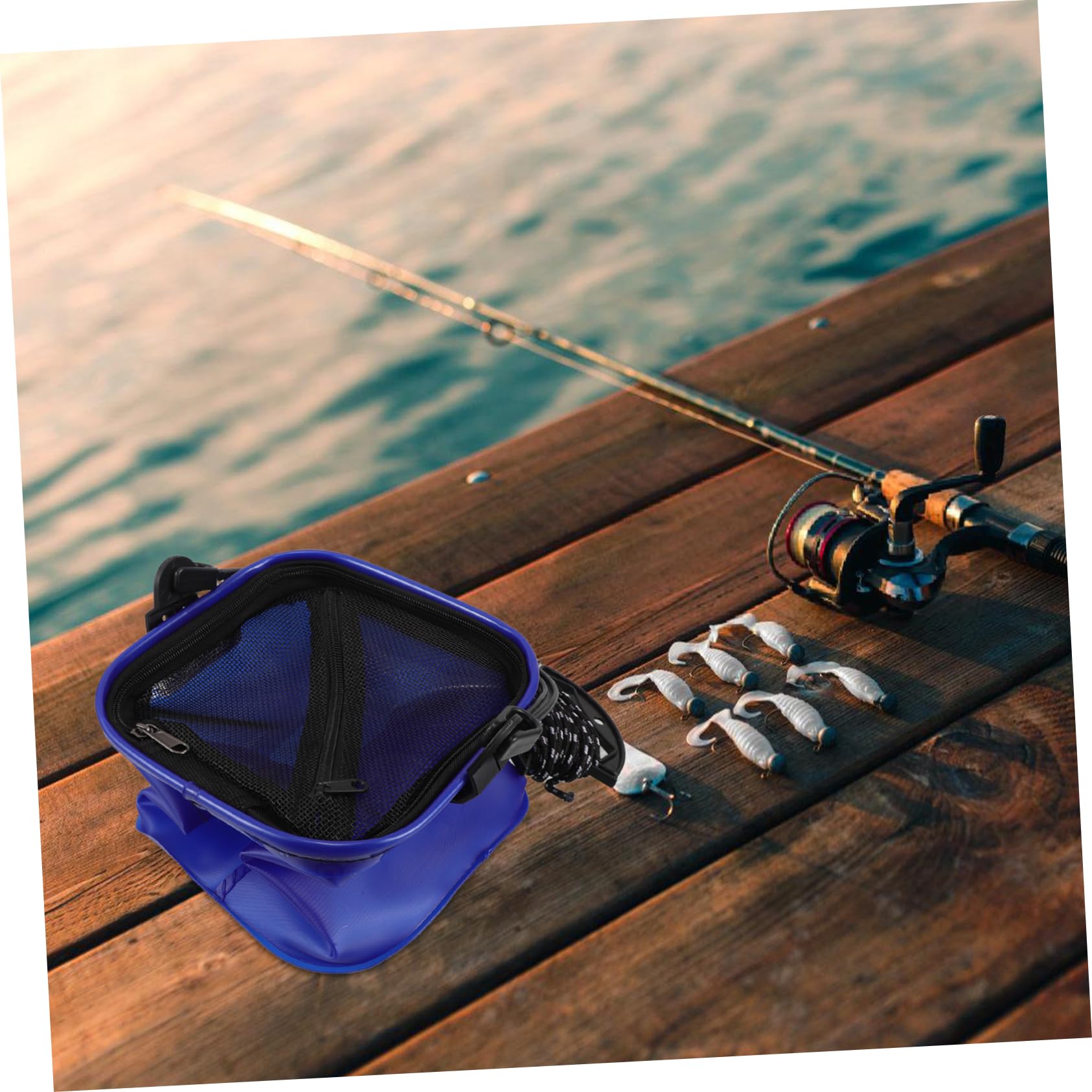 SUPVOX Secchio Leggero Design Pieghevole con Manico e Eva per Pesca in Viaggi e attività di Pesca All'aperto