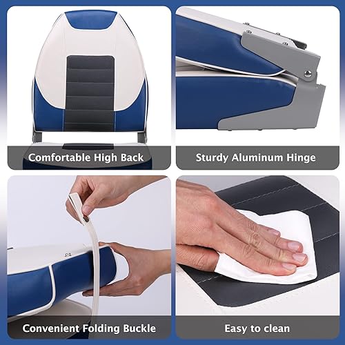 Miniatura 6 de MAROUTE Un par de asientos de barco plegables con respaldo alto marino (2 asientos)