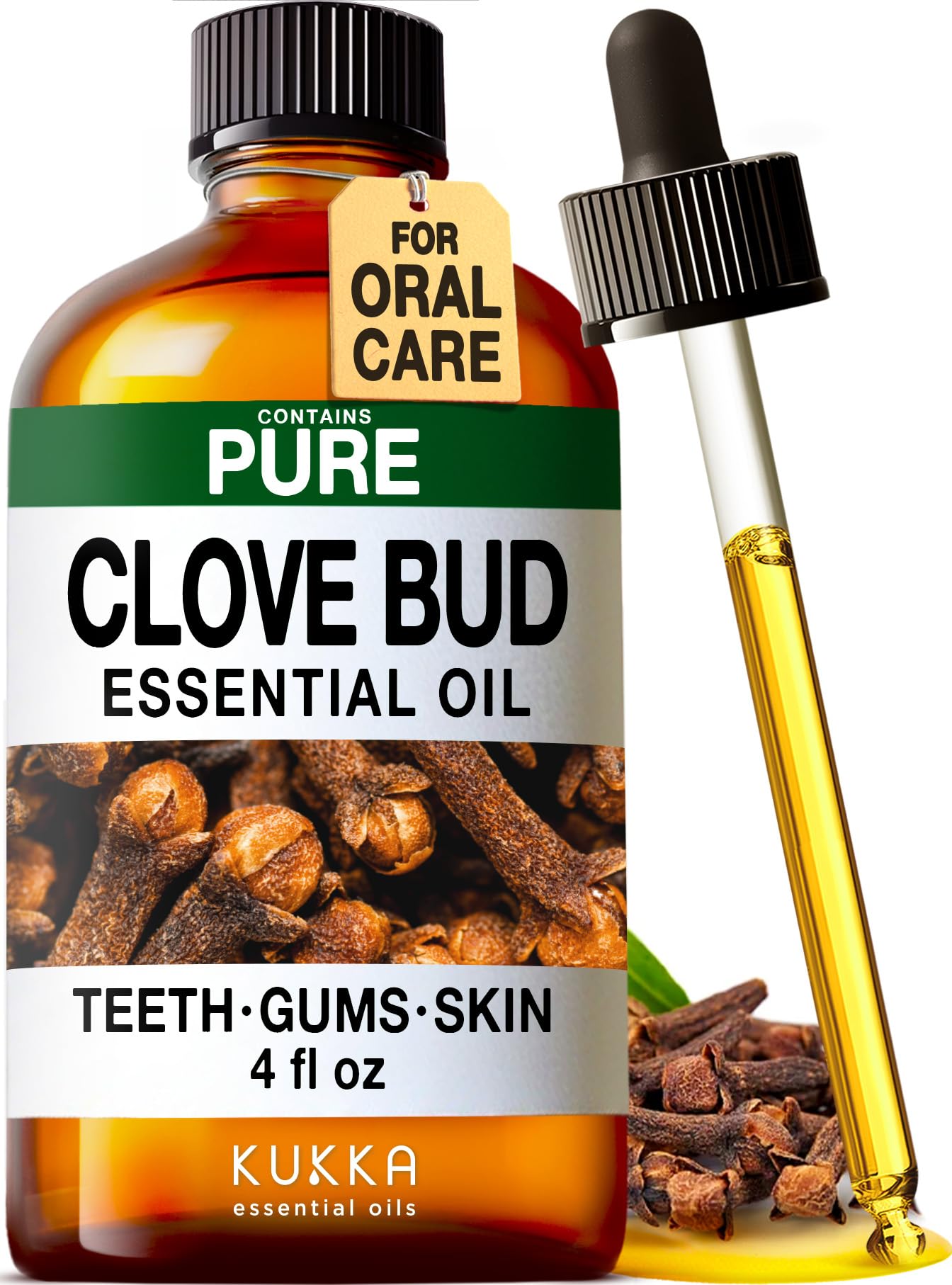 KUKKA Clove Essential Oils - 118ml - for Hair, Skin, Diffuser, Aromatherapy & DIY Soap Making Scent