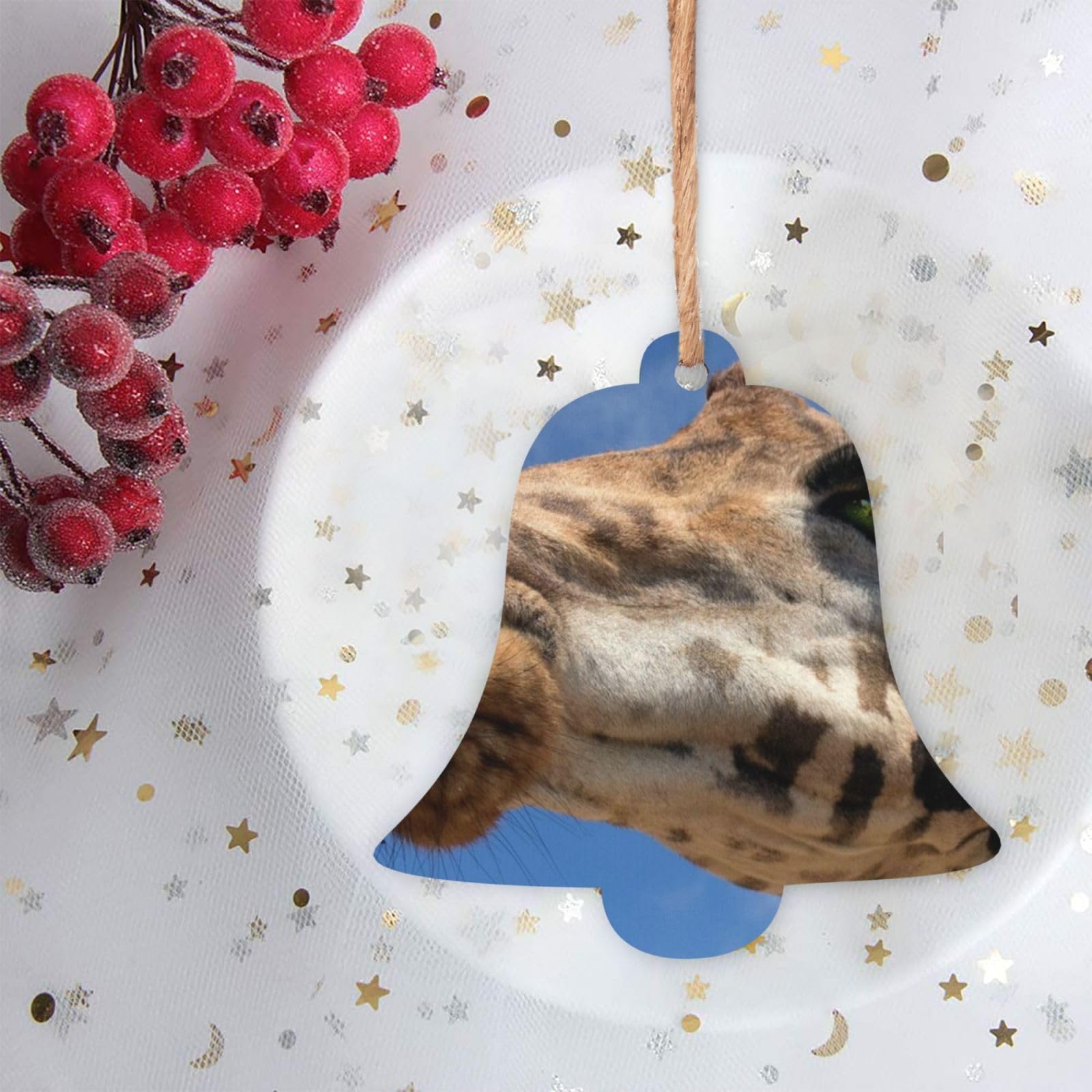 Ornamenti Natalizi A Forma Di Giraffa In Metallo Con Strass, Marrone, 8x4 Cm, Decorazioni Per Albero Di Natale Con Nastro Rosso - 5