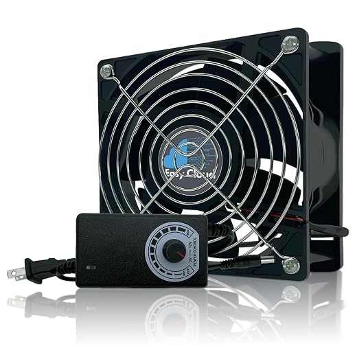 Axial Muffin Fan 120V 220V 110V with Variable Speed Controller, Computer Fan with AC Plug, 120mm Cooling for PC Cooler Cabinet Receiver Xbox DVR Greenhouse, 1 Pack