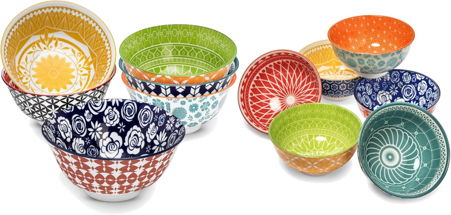 Annovero Cereal Bowls, Dessert Cups | Kitchen Serving Dishes | Microwave Oven Safe | Colorful Porcelain Dinnerware