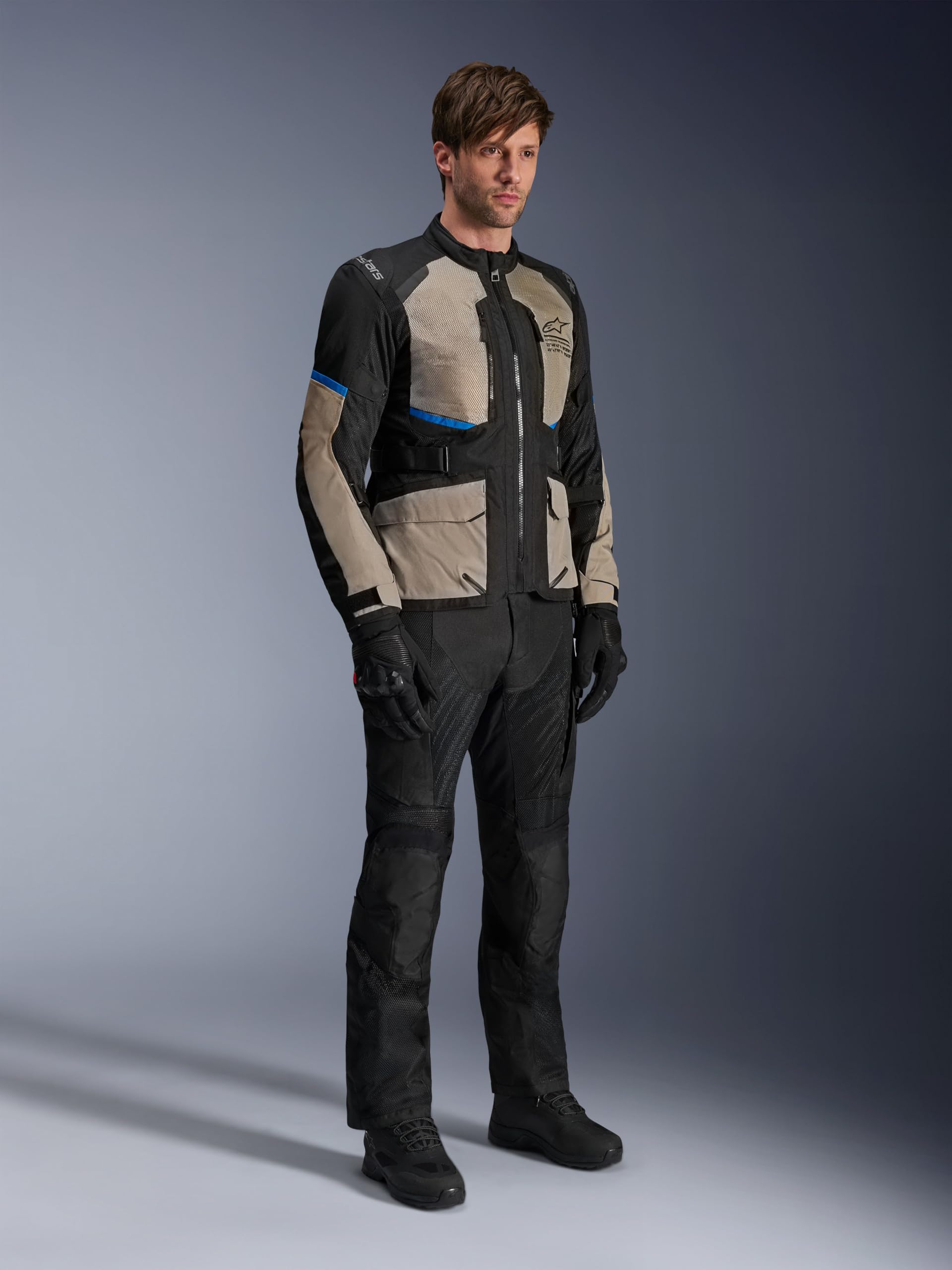 Alpinestars Andes Air Drystar veste textile de moto imperméable, schwarz/grau/blau, L