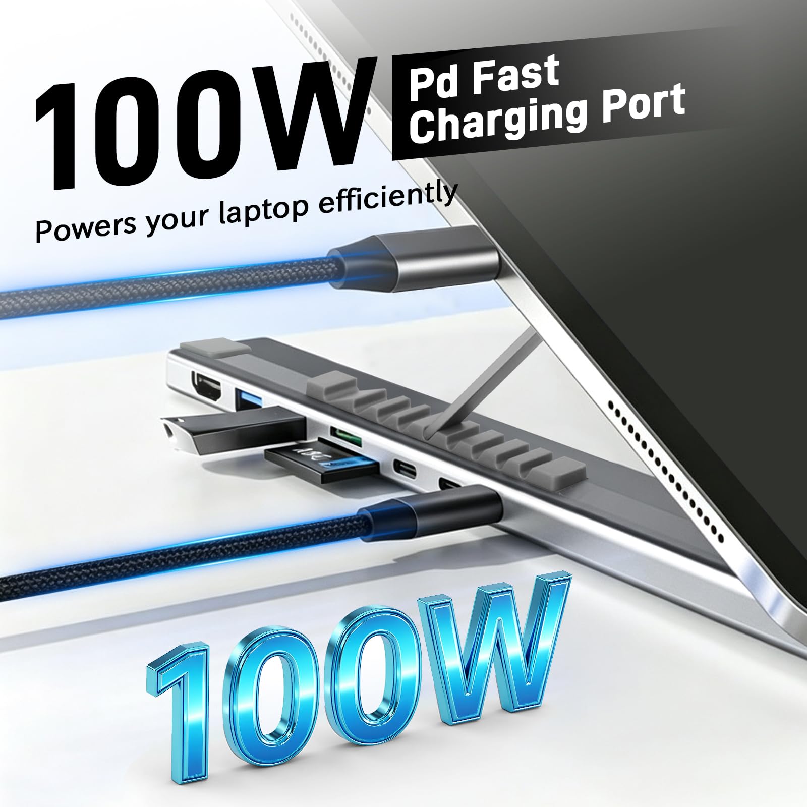 Support Ordinateur Portable 8in1, avec Gigabit Ethernet x1,HDMI 4K x1
