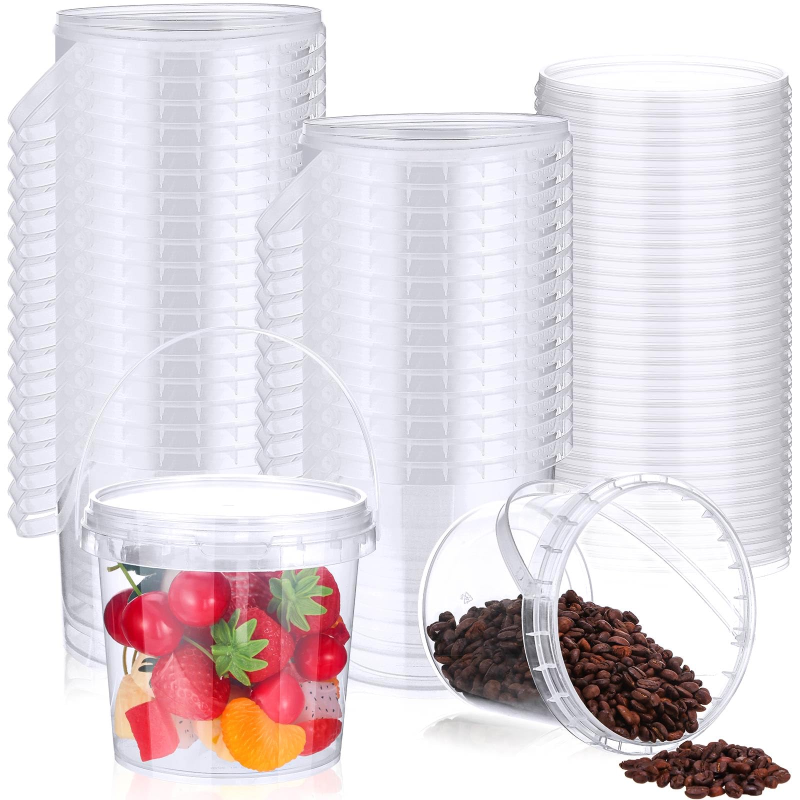 Snapklik.com : Mifoci 50 Pcs Food Clear Bucket Plastic Gallon Bucket ...