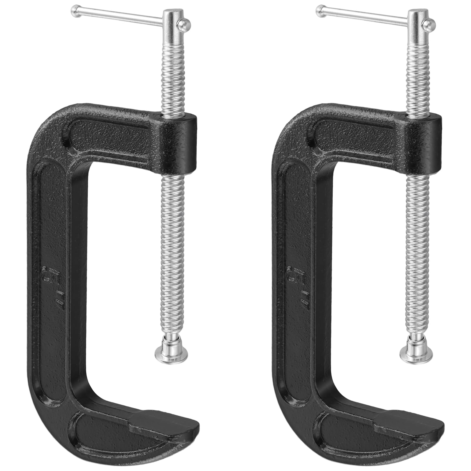 SOUJAP Metal C Clamps, 5 Inch Black Industrial Strength G Clamps for Woodworking and Welding, 125mm Jaw Opening, 55mm Throat Depth, 2 Pack