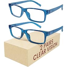 Eyekepper Blue Light Reading Glasses Men Women, Rectangular 2 Pack