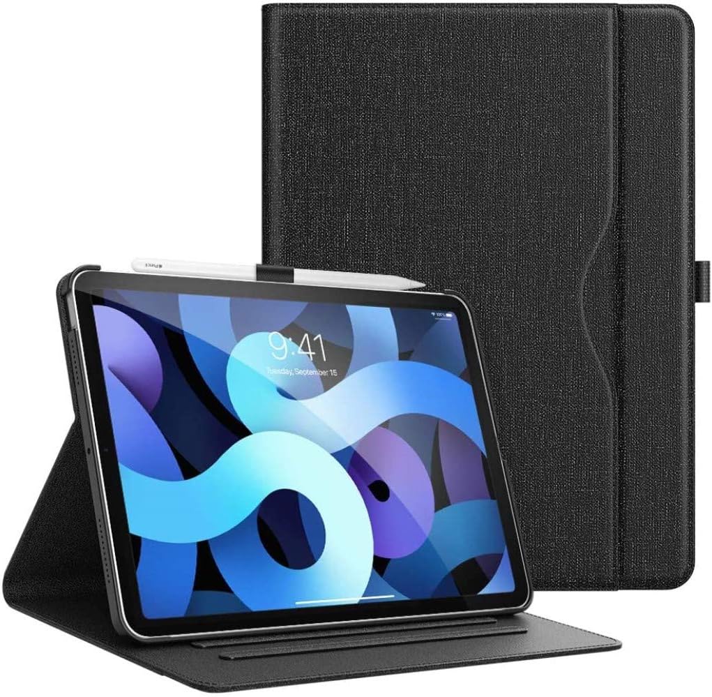 SaharaCase Business Folio Case for Apple iPad Air 10.9-inch (4th Gen, 5th Gen) and iPad Air 11-inch M2 [Shockproof Bumper] Rugged Protection Antislip Grip Kickstand - Black