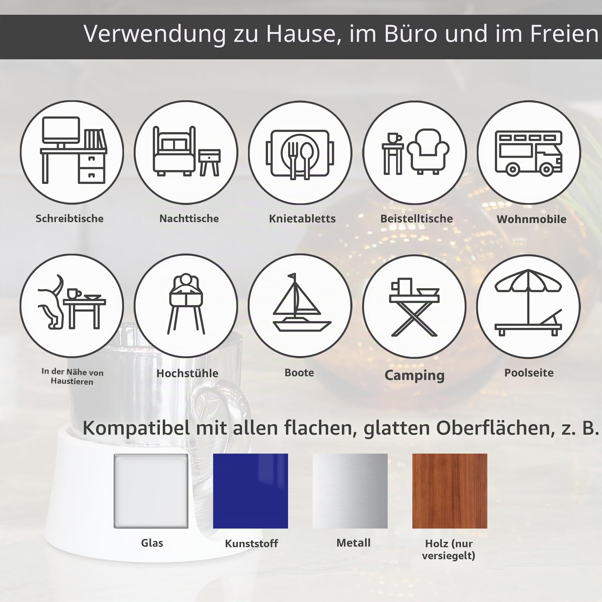 TableCoaster - Der ultimative Anti-Verschütten-Getränkehalter, Tiefschwartz