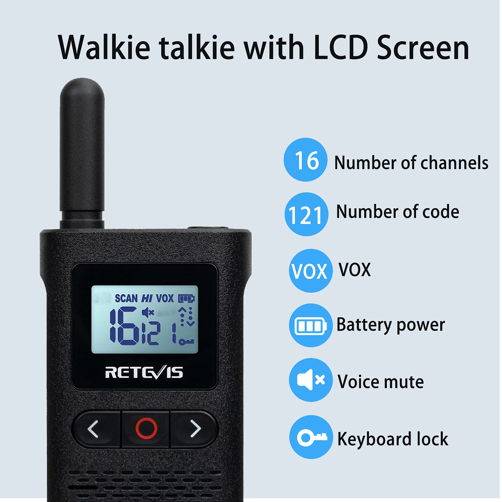 Retevis RB628 Walkie Talkie con Auricolare, Radio Ricetrasmittenti Ricaricabile, 16 Canali Licenza-libera PMR446, 1500 mAh, Schermo LCD VOX, Walkie Talkie a Lungo Raggio per Scuola (6 Pezzi, Nero)