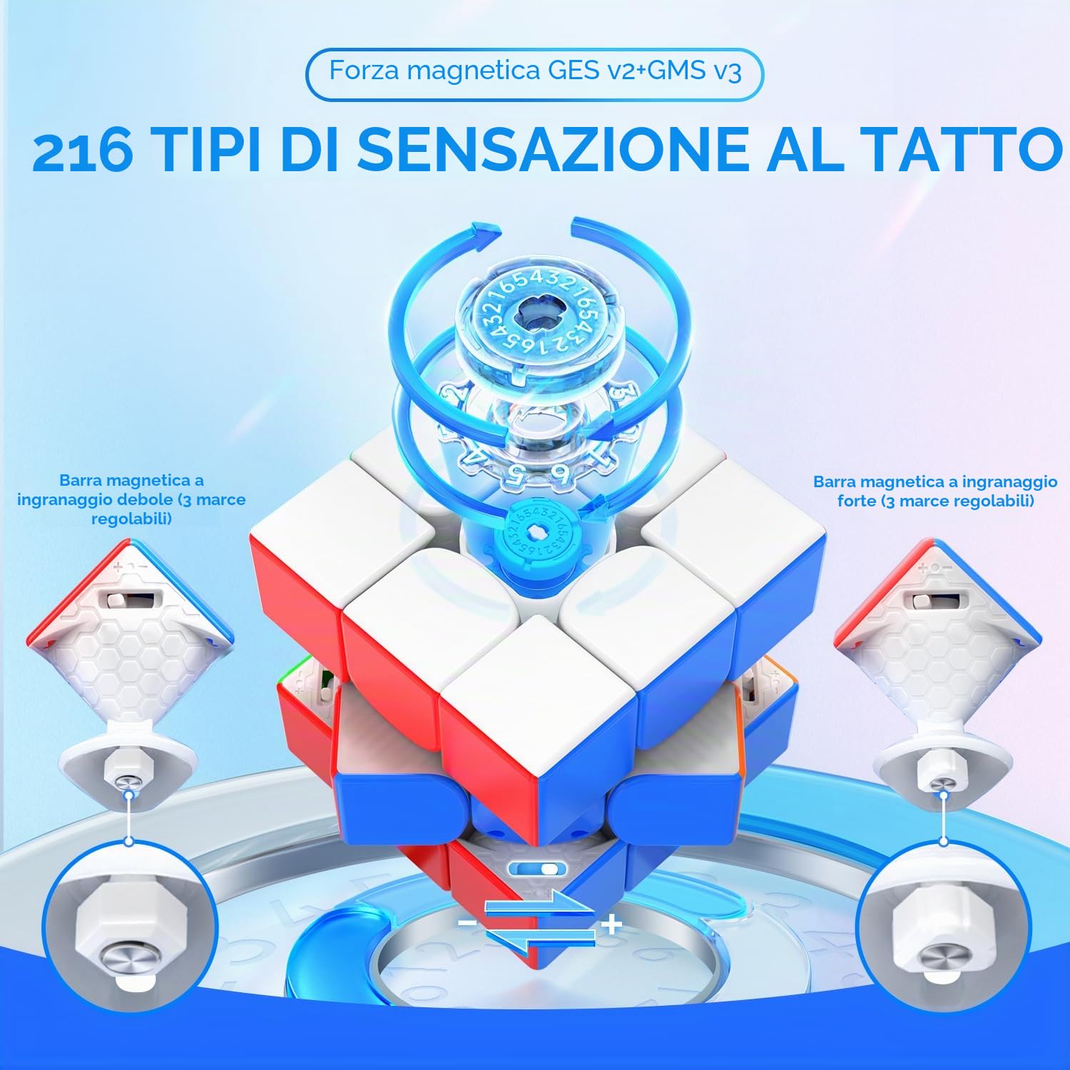 GAN GAN12 ui Maglev, Cubo di Velocità Intelligente 3x3 PowerPod, Cubo Magnetico Intelligente con Giochi online/Formazione IA, Cubo Puzzle Ottimo per bambini e adulti