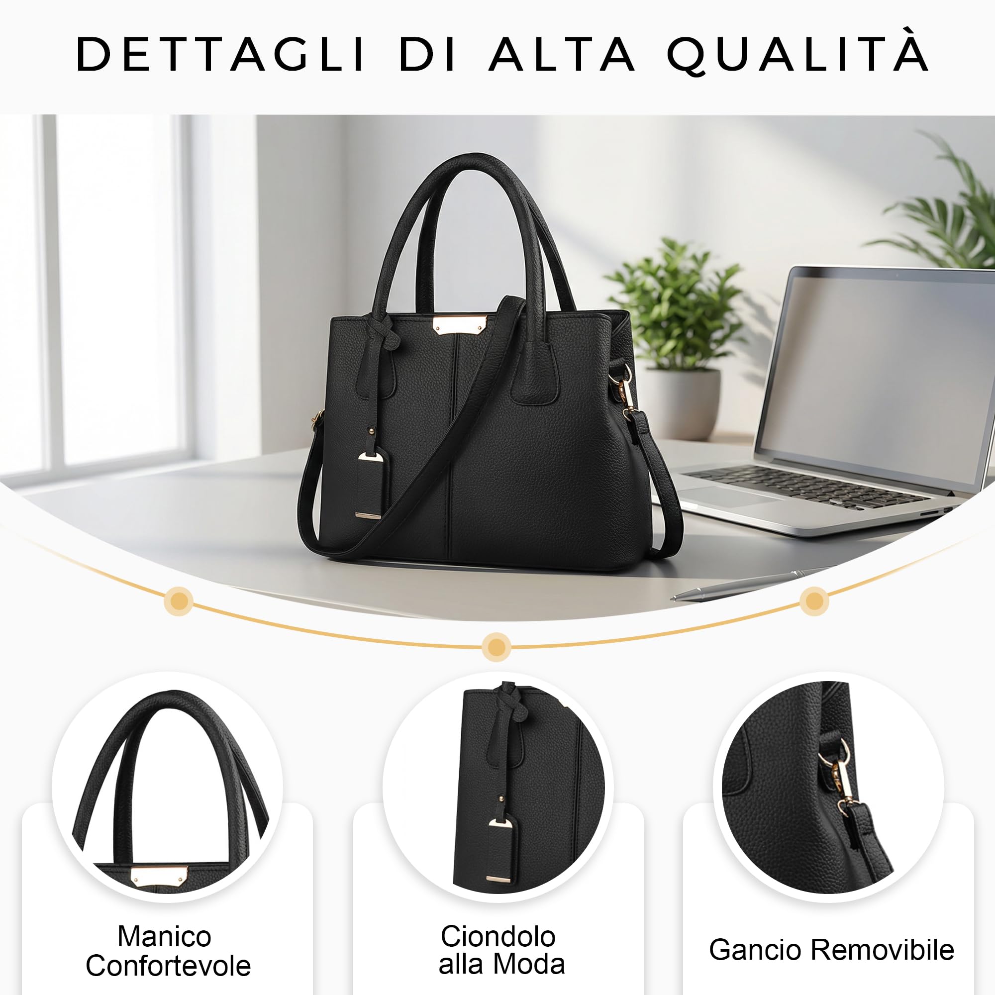 VARLIVOO Elegante Donna Borsa Delle Donne Borse a Mano Borse a Spalla Con Tracolla Regolabile Borsa Tote Impermeabile PU Pelle Borsa